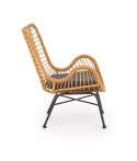 Halmar IKARO fotel czarny / naturalny / popielaty - metal, rattan syntetyczny, tkanina Halmar IKARO fotel czarny / naturalny / popielaty - metal, rattan syntetyczny, tkanina