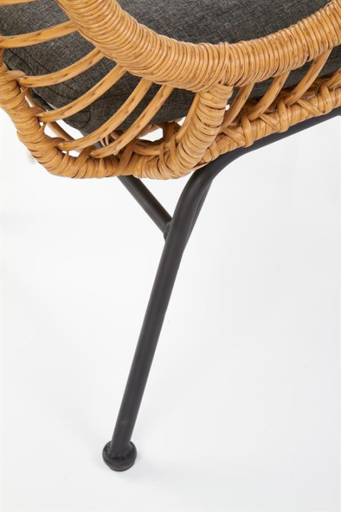 Halmar IKARO fotel czarny / naturalny / popielaty - metal, rattan syntetyczny, tkanina Halmar IKARO fotel czarny / naturalny / popielaty - metal, rattan syntetyczny, tkanina
