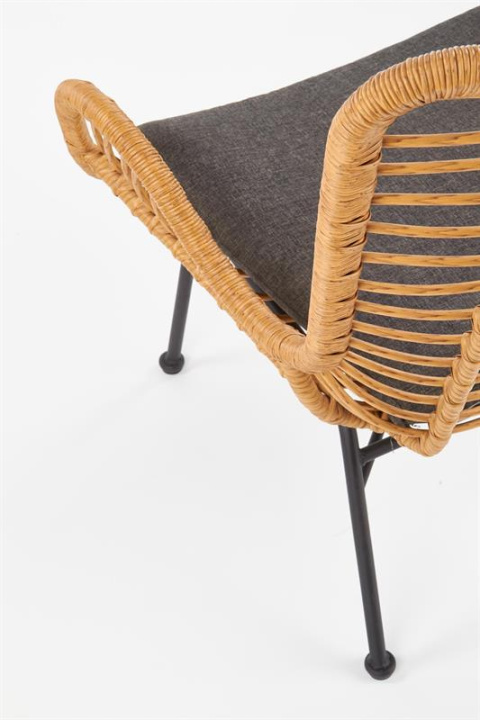Halmar IKARO fotel czarny / naturalny / popielaty - metal, rattan syntetyczny, tkanina Halmar IKARO fotel czarny / naturalny / popielaty - metal, rattan syntetyczny, tkanina