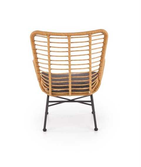 Halmar IKARO fotel czarny / naturalny / popielaty - metal, rattan syntetyczny, tkanina Halmar IKARO fotel czarny / naturalny / popielaty - metal, rattan syntetyczny, tkanina