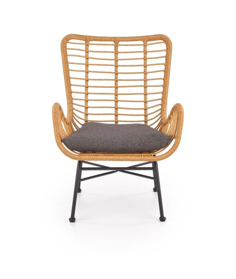 Halmar IKARO fotel czarny / naturalny / popielaty - metal, rattan syntetyczny, tkanina Halmar IKARO fotel czarny / naturalny / popielaty - metal, rattan syntetyczny, tkanina