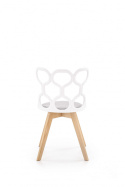 Halmar K308 krzesło do jadalni białe / popiel - tapicerowane siedzisko szare, nogi drewno lite, oparcie i siedzisko polipropylen