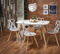 Halmar K308 krzesło do jadalni białe / popiel - tapicerowane siedzisko szare, nogi drewno lite, oparcie i siedzisko polipropylen