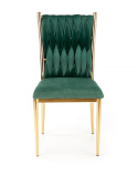 Halmar K436 krzesło do jadalni ciemny zielony/złoty, tkanina velvet / stal chromowana,