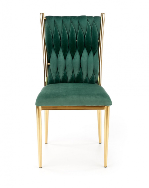Halmar K436 krzesło do jadalni ciemny zielony/złoty, tkanina velvet / stal chromowana, Halmar K436 krzesło do jadalni ciemny zielony/złoty, tkanina velvet / stal chromowana,