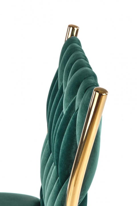 Halmar K436 krzesło do jadalni ciemny zielony/złoty, tkanina velvet / stal chromowana, Halmar K436 krzesło do jadalni ciemny zielony/złoty, tkanina velvet / stal chromowana,