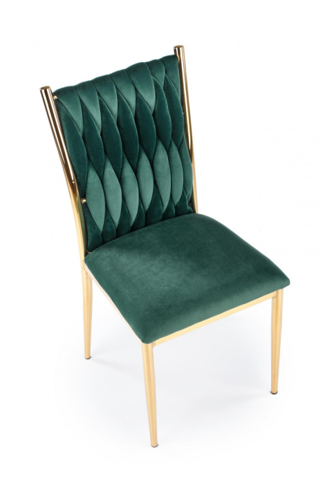 Halmar K436 krzesło do jadalni ciemny zielony/złoty, tkanina velvet / stal chromowana, Halmar K436 krzesło do jadalni ciemny zielony/złoty, tkanina velvet / stal chromowana,