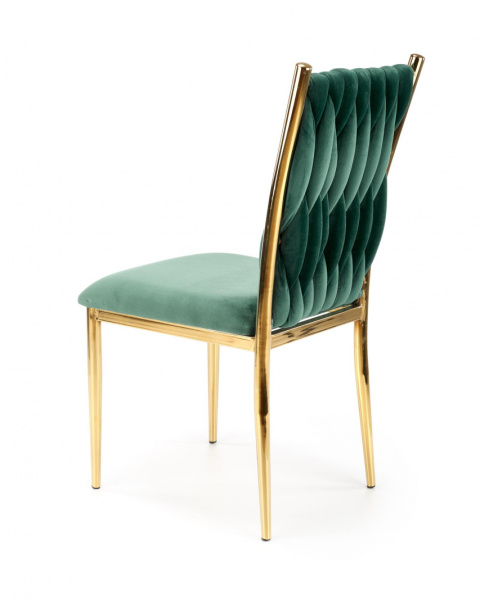 Halmar K436 krzesło do jadalni ciemny zielony/złoty, tkanina velvet / stal chromowana, Halmar K436 krzesło do jadalni ciemny zielony/złoty, tkanina velvet / stal chromowana,