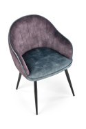 Halmar K440 krzesło do jadalni ciemny popiel/niebieski tkanina velvet / stal malowana Halmar K440 krzesło do jadalni ciemny popiel/niebieski tkanina velvet / stal malowana