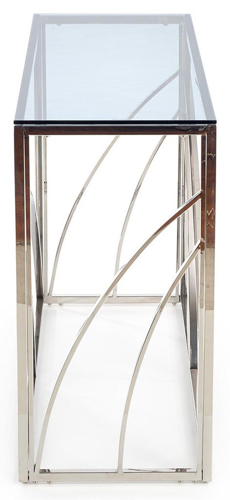 Halmar konsolka KN5 stelaż stal chromowana - srebrny, szkło - dymiony 120x40 do salonu przedpokoju pokoju Halmar konsolka KN5 stelaż stal chromowana - srebrny, szkło - dymiony 120x40 do salonu przedpokoju pokoju