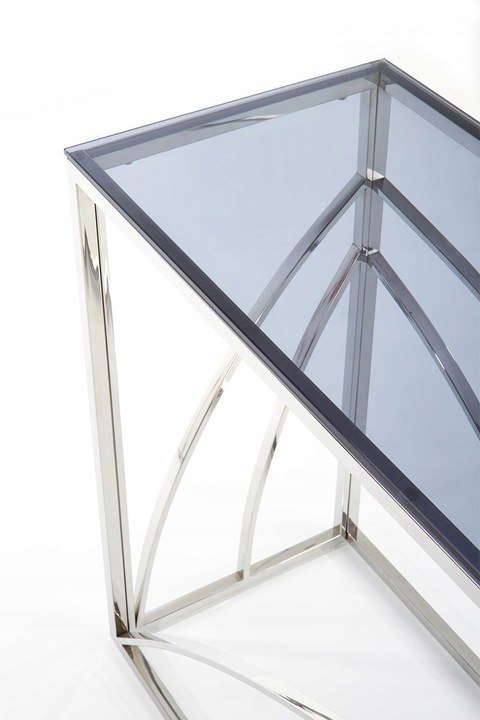 Halmar konsolka KN5 stelaż stal chromowana - srebrny, szkło - dymiony 120x40 do salonu przedpokoju pokoju Halmar konsolka KN5 stelaż stal chromowana - srebrny, szkło - dymiony 120x40 do salonu przedpokoju pokoju
