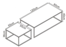 Halmar ława ALASKA zestaw 2 MDF okleinowany dąb złoty / stal malowana proszkowo czarny 120x60 i 55x55