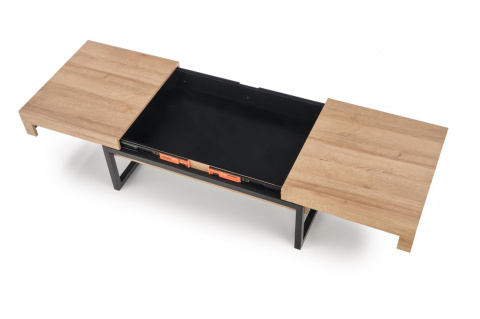 Halmar ława ze schowkiem CLARA MDF okleinowany dąb złoty/czarny stal malowana proszkowo 110x60 Halmar ława ze schowkiem CLARA MDF okleinowany dąb złoty/czarny stal malowana proszkowo 110x60