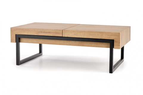 Halmar ława ze schowkiem CLARA MDF okleinowany dąb złoty/czarny stal malowana proszkowo 110x60 Halmar ława ze schowkiem CLARA MDF okleinowany dąb złoty/czarny stal malowana proszkowo 110x60