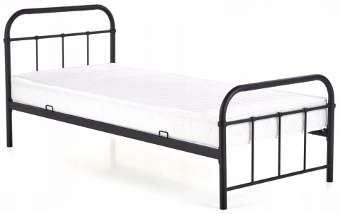 HALMAR łóżko pojedyncze LINDA 90x200 czarne - stal malowana proszkowo, do materaca 90 x 200 cm HALMAR łóżko pojedyncze LINDA 90x200 czarne - stal malowana proszkowo, do materaca 90 x 200 cm