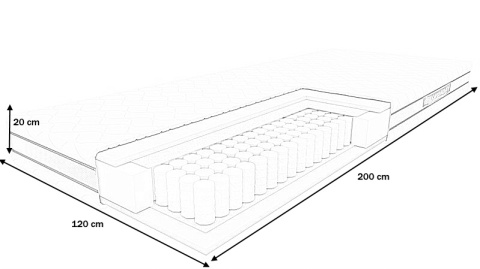 Halmar SYRIUSZ materac 120x200 cm - sprężyny kieszeniowe, 7 stref, pokrowiec Bamboo, do łóżka w sypielni 120x200 Halmar SYRIUSZ materac 120x200 cm - sprężyny kieszeniowe, 7 stref, pokrowiec Bamboo, do łóżka w sypielni 120x200