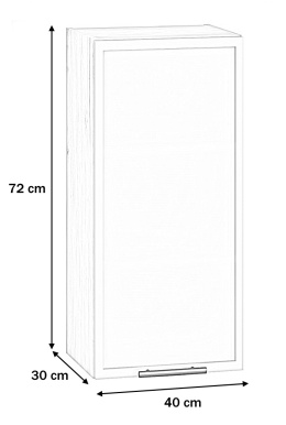 Halmar VENTO GV-40/72 szafka górna z witryną biały PRAWY, szafka kuchenna wisząca, płyta laminowana, ramka aluminiowa, dąb craft