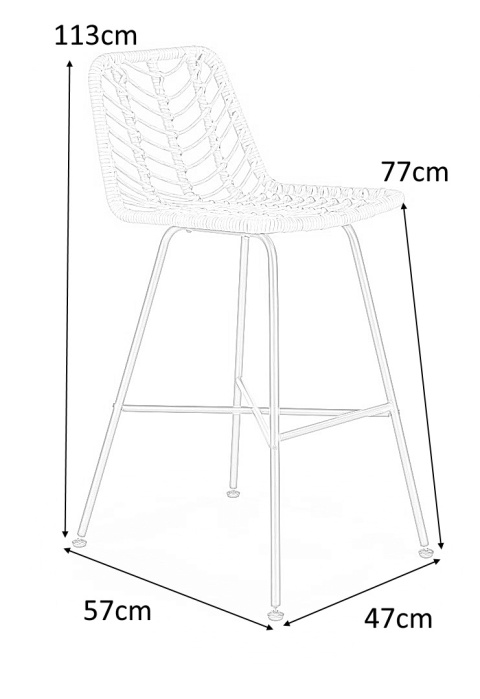 Halmar hoker H97 czarny / naturalny - krzesło barowe rattanowe, nogi czarne metalowe malowane proszkowo Halmar hoker H97 czarny / naturalny - krzesło barowe rattanowe, nogi czarne metalowe malowane proszkowo