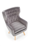 Halmar MARVEL fotel wypoczynkowy popielaty /czarny materiał: tkanina velvet / drewno lite