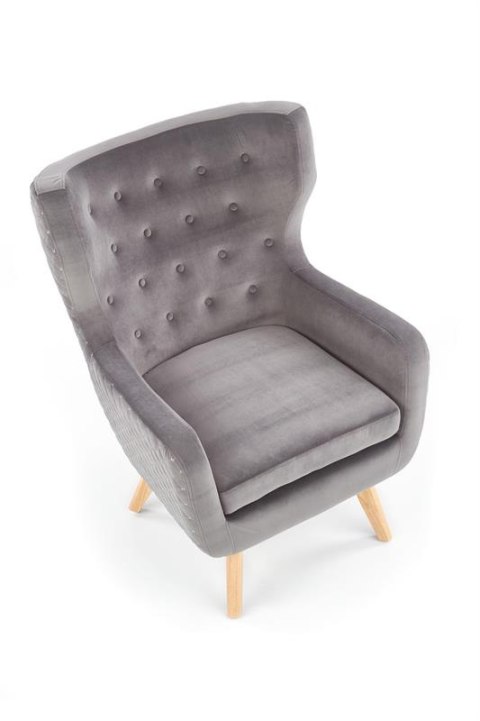 Halmar MARVEL fotel wypoczynkowy popielaty /czarny materiał: tkanina velvet / drewno lite Halmar MARVEL fotel wypoczynkowy popielaty /czarny materiał: tkanina velvet / drewno lite