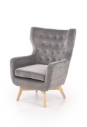 Halmar MARVEL fotel wypoczynkowy popielaty /czarny materiał: tkanina velvet / drewno lite