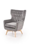 Halmar MARVEL fotel wypoczynkowy popielaty /czarny materiał: tkanina velvet / drewno lite Halmar MARVEL fotel wypoczynkowy popielaty /czarny materiał: tkanina velvet / drewno lite