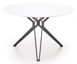 Halmar stół okrągły PIXEL biały MDF lakierowany stal malowana czarny fi120