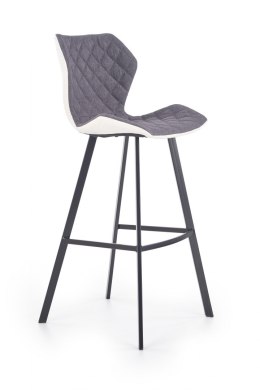 Halmar H83 hoker krzesło barowe biało / popielaty ekoskóra tkanina czarny stal malowana proszkowo