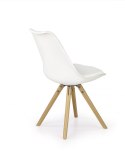 Halmar K201 krzesło białe materiał: drewno lite / tworzywo ABS / eco skóra, kolor: drewno - buk, ABS - biały