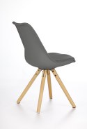 Halmar K201 krzesło popiel materiał: drewno lite / tworzywo ABS / eco skóra, kolor: drewno - buk, ABS - popielaty