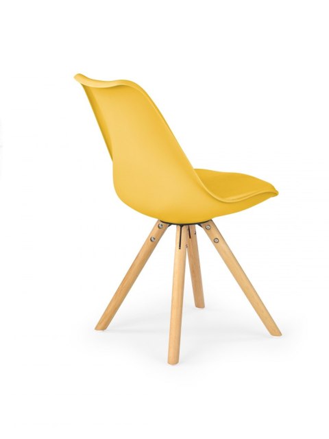 Halmar K201 krzesło żółty materiał: drewno lite / tworzywo ABS / eco skóra, kolor: drewno - buk, ABS - żółty Halmar K201 krzesło żółty materiał: drewno lite / tworzywo ABS / eco skóra, kolor: drewno - buk, ABS - żółty
