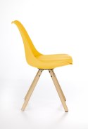 Halmar K201 krzesło żółty materiał: drewno lite / tworzywo ABS / eco skóra, kolor: drewno - buk, ABS - żółty