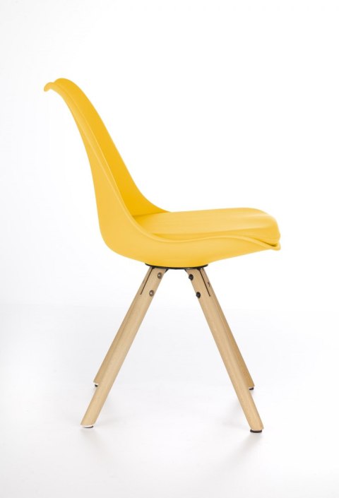 Halmar K201 krzesło żółty materiał: drewno lite / tworzywo ABS / eco skóra, kolor: drewno - buk, ABS - żółty Halmar K201 krzesło żółty materiał: drewno lite / tworzywo ABS / eco skóra, kolor: drewno - buk, ABS - żółty