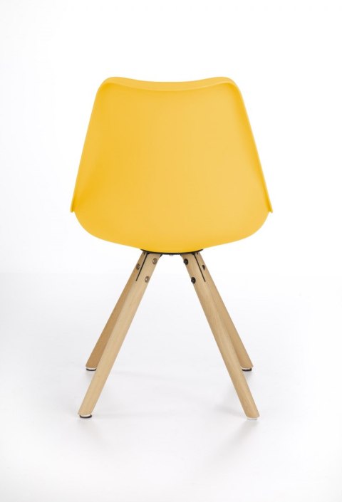 Halmar K201 krzesło żółty materiał: drewno lite / tworzywo ABS / eco skóra, kolor: drewno - buk, ABS - żółty Halmar K201 krzesło żółty materiał: drewno lite / tworzywo ABS / eco skóra, kolor: drewno - buk, ABS - żółty