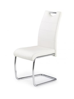 Halmar K211 krzesło do jadalni na płozach biały ekoskóra / stal chromowana