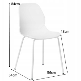 King Home Krzesło ARIA białe siedzisko polipropylen podstawa metal