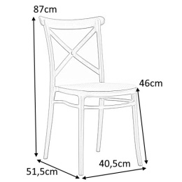 King Home Krzesło do kuchni, jadalni COUNTRY białe polipropylen siedzisko plecionka beżowa