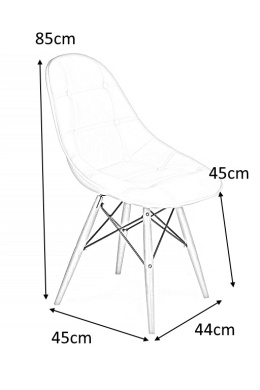 King Kome Krzesło do jadalni EKO WOOD czysta biel T3 - ekoskóra, podstawa bukowa - wygodne krzesło tapicerowane, pikowane