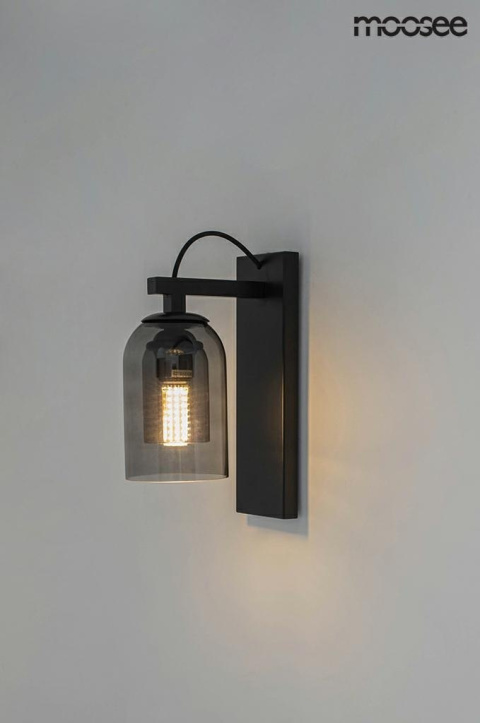 Moosee MOOSEE Kinkiet lampa ścienna RADON czarna stal klosze szkło dymiony Moosee MOOSEE Kinkiet lampa ścienna RADON czarna stal klosze szkło dymiony