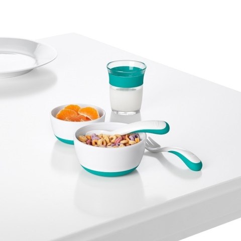 OXO OXO Sztućce Plastikowe 12m+ Teal 4 szt OXO OXO Sztućce Plastikowe 12m+ Teal 4 szt
