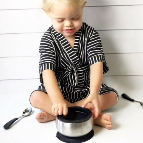 Avanchy Avanchy Baby Miseczka z Przyssawką ze Stali Nierdzewnej 4m+ Black Avanchy Avanchy Baby Miseczka z Przyssawką ze Stali Nierdzewnej 4m+ Black