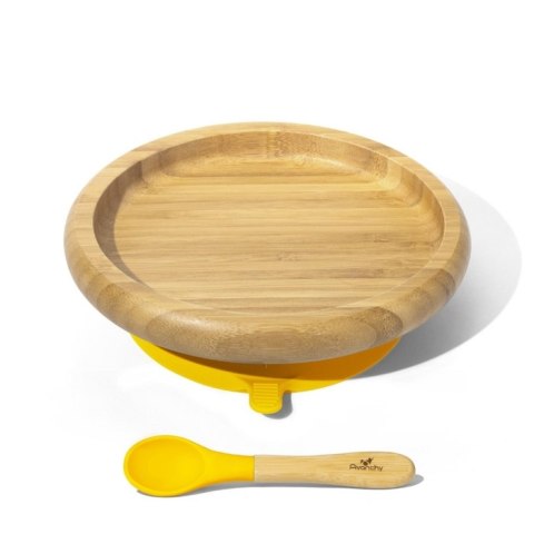 Avanchy Avanchy Classic Bambusowy Talerz z Przyssawką i Łyżeczką Yellow Avanchy Avanchy Classic Bambusowy Talerz z Przyssawką i Łyżeczką Yellow