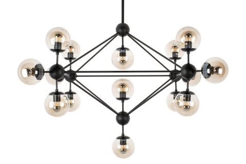 Moosee MOOSEE lampa wisząca ASTRIFERO 15 czarna / bursztynowa - stelaż metalowy, klosze szklane - regulacja wysokości Moosee MOOSEE lampa wisząca ASTRIFERO 15 czarna / bursztynowa - stelaż metalowy, klosze szklane - regulacja wysokości