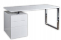 INVICTA biurko COMPACT białe - MDF lakierowany połysk, stelaż stal chromowana z kontenerkiem szuflady INVICTA biurko COMPACT białe - MDF lakierowany połysk, stelaż stal chromowana z kontenerkiem szuflady