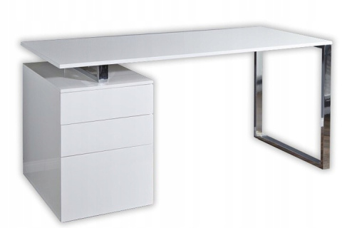 INVICTA biurko COMPACT białe - MDF lakierowany połysk, stelaż stal chromowana z kontenerkiem szuflady INVICTA biurko COMPACT białe - MDF lakierowany połysk, stelaż stal chromowana z kontenerkiem szuflady