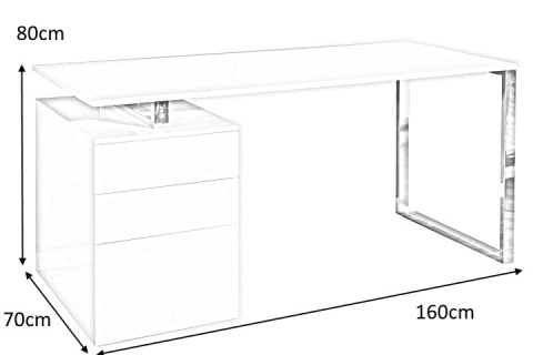 INVICTA biurko COMPACT białe - MDF lakierowany połysk, stelaż stal chromowana z kontenerkiem szuflady INVICTA biurko COMPACT białe - MDF lakierowany połysk, stelaż stal chromowana z kontenerkiem szuflady