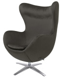 King Home Fotel EGG SZEROKI VELVET ciemny brąz.81 - welur, podstawa stal polerowana obrotowy z funkcją bujania King Home Fotel EGG SZEROKI VELVET ciemny brąz.81 - welur, podstawa stal polerowana obrotowy z funkcją bujania