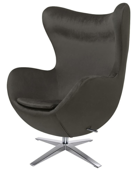 King Home Fotel EGG SZEROKI VELVET ciemny brąz.81 - welur, podstawa stal polerowana obrotowy z funkcją bujania King Home Fotel EGG SZEROKI VELVET ciemny brąz.81 - welur, podstawa stal polerowana obrotowy z funkcją bujania