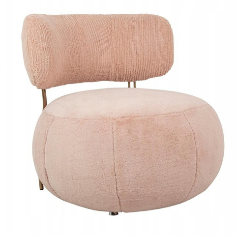 King Home Fotel LOW TEDDY PINK różowy podstawa stal lakierowana