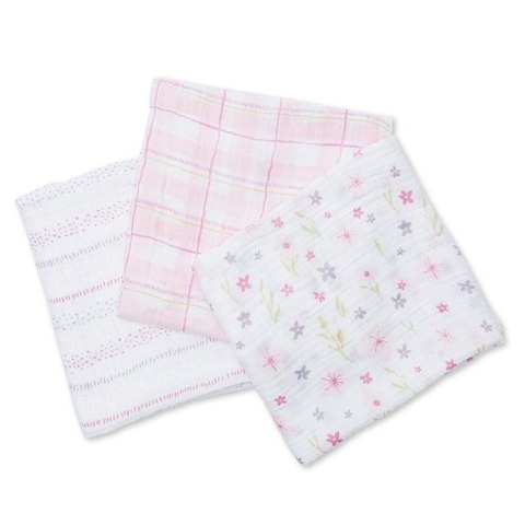 Lulujo Lulujo Kocyk Muślinowy Pink Floral 3 szt Lulujo Lulujo Kocyk Muślinowy Pink Floral 3 szt